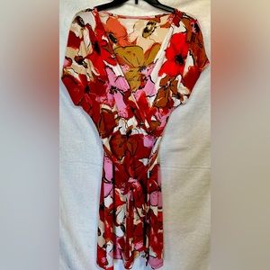 Women’s Nine West Dolman Sleeve Wrap Dress V-Neck, Tie Waist Detail Size Large